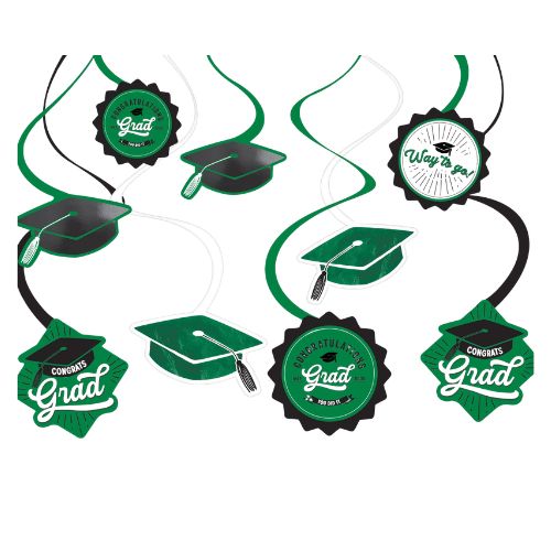 School Spirit Swirl Decorations – Green, 12ct