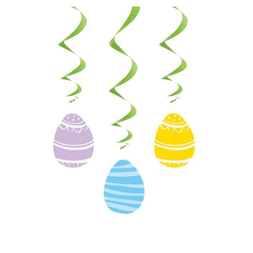 Colorful Gingham Easter Hanging Swirl Decorations – 26", 3ct