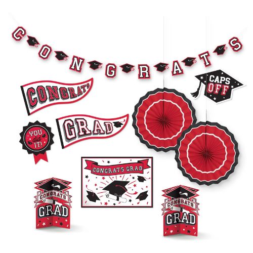 Grad Room Decorating Kit – Red 10pcs