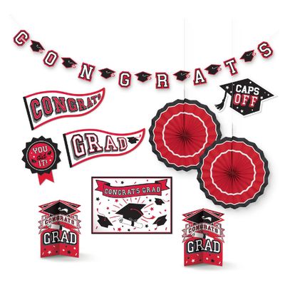 Grad Room Decorating Kit – Red 10pcs