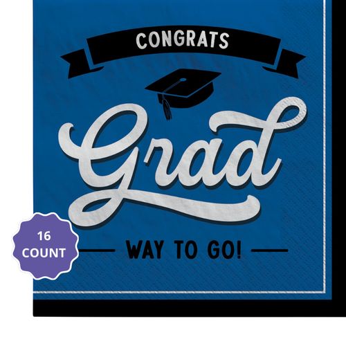 Congrats Grad School Spirit Luncheon Napkins – Blue, 16ct