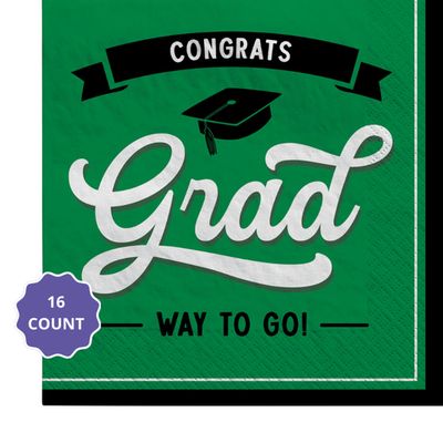 Congrats Grad School Spirit Luncheon Napkins – Green, 16ct