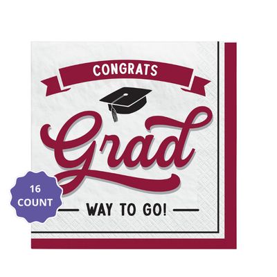 Congrats Grad School Spirit Beverage Napkins – Maroon