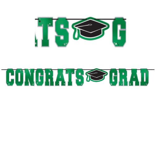 School Spirit Large Foil Letter Banner – Green, 12 ft