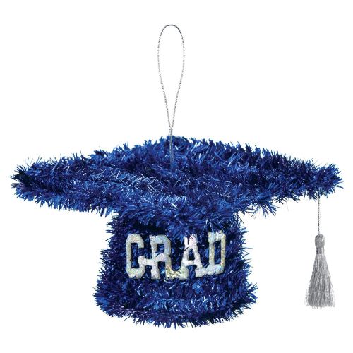 Mini Tinsel Graduation Cap – Blue, 3" x 5"