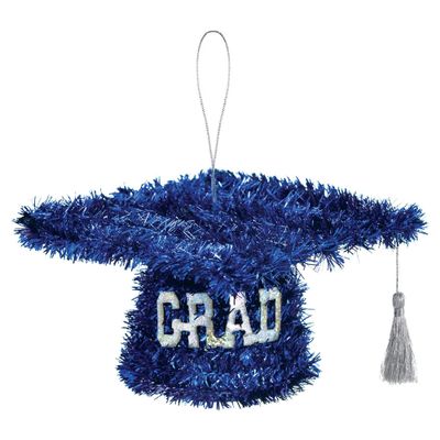 Mini Tinsel Graduation Cap – Blue, 3" x 5"