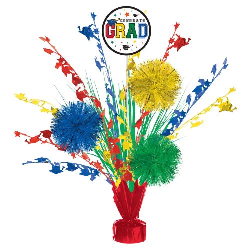 Grad Tinsel Burst Centerpiece – Multicolor, 18"