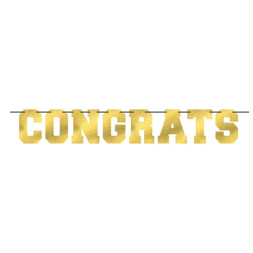 Congrats Gold Foil Letter Banner – 12' x 9 1/2"