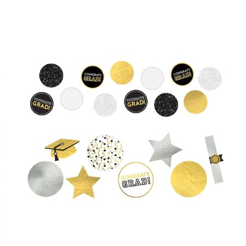 Giant Black, Silver, &amp; Gold Graduation Confetti, 48pc