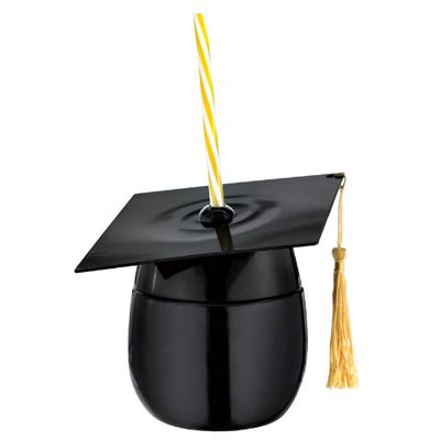 Graduation Cap Novelty Cup with Straw