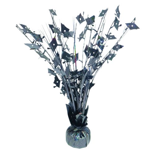 15" Grad Cap Balloon Weight – Black Holographic