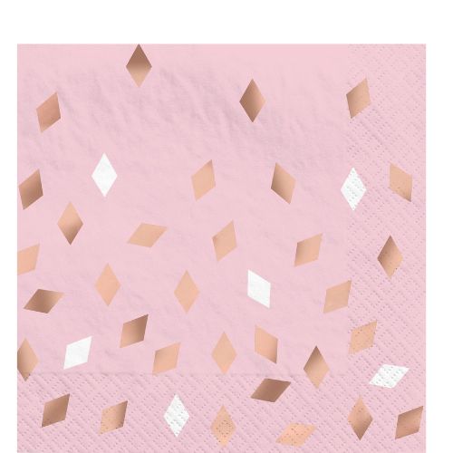 Metallic Blush Birthday Luncheon Napkins – 16ct, 6½" x 6½"