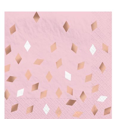 Metallic Blush Birthday Luncheon Napkins – 16ct, 6½" x 6½"