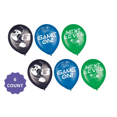Game On Latex Balloons – 12", 6ct (UN-INFLATED)
