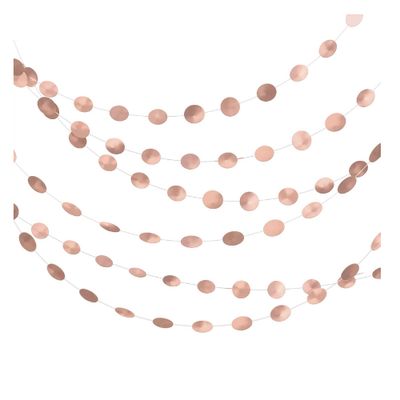 Round String Decorations – Rose Gold &amp; Blush, 6 Strings (7 ft Each)