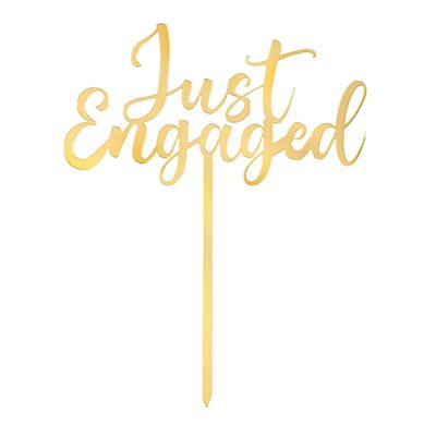 Just Engaged Cake Topper – Gold