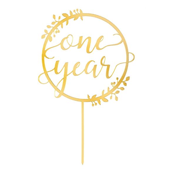 1 Year Anniversary Cake Topper - Gold