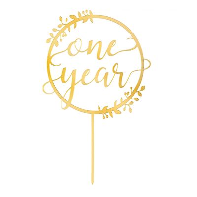 1 Year Anniversary Cake Topper - Gold