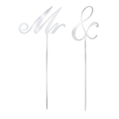 Mr. &amp; Cake Topper – Silver, 6.5"H
