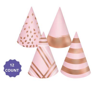 Blush Birthday Party Hats 12ct