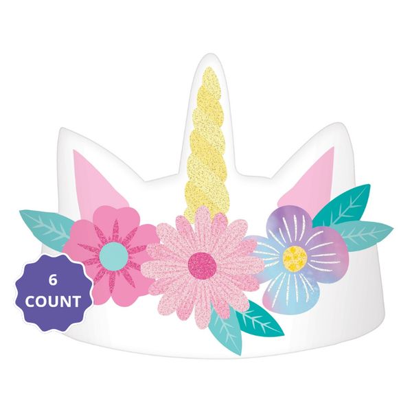 Enchanted Unicorn Paper Crown – 6 Count
