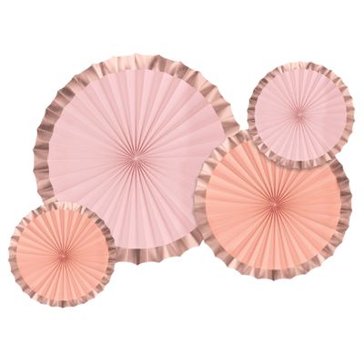 Paper Fans – Rose Gold/Blush, 4 Count