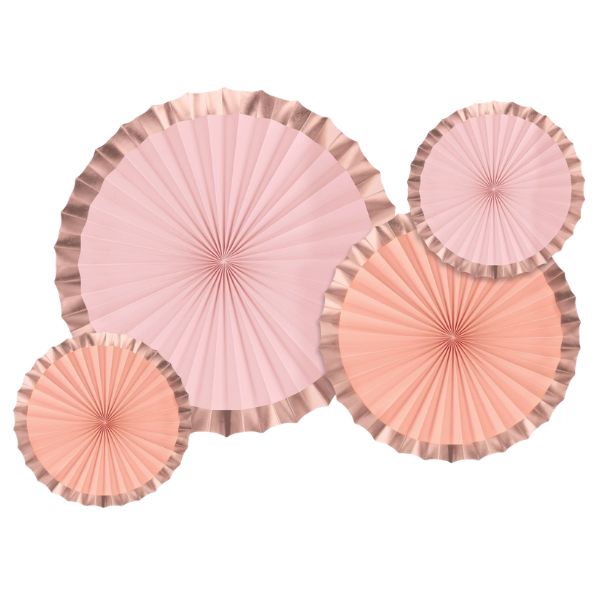 Paper Fans – Rose Gold/Blush, 4 Count