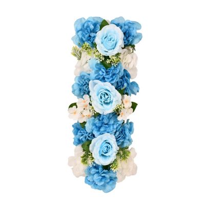 Blue &amp; White Satin Flower Panel – 7" x 19"