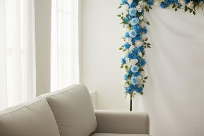 Blue &amp; White Satin Flower Panel – 7" x 19"