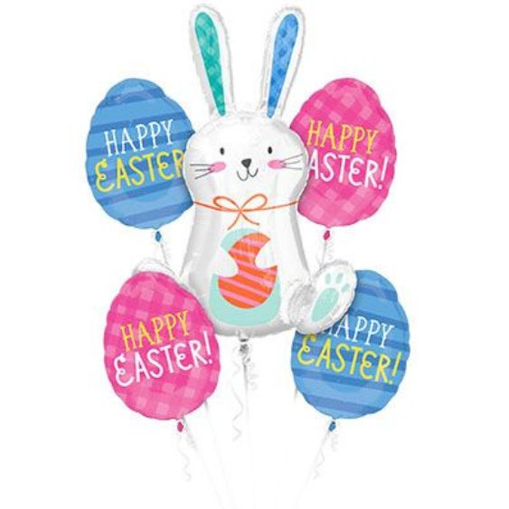 Happy Easter Funny Bunny Balloon Bouquet – 5 Count
