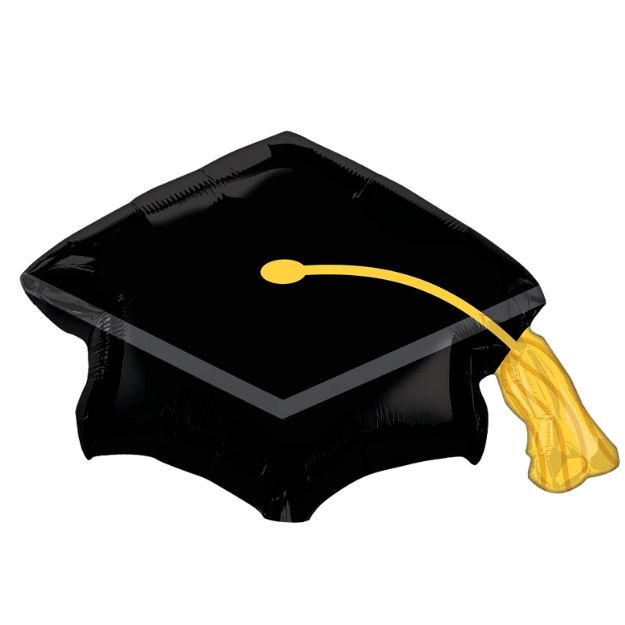 Large Shape Black Graduation Cap Foil Balloon – 31"