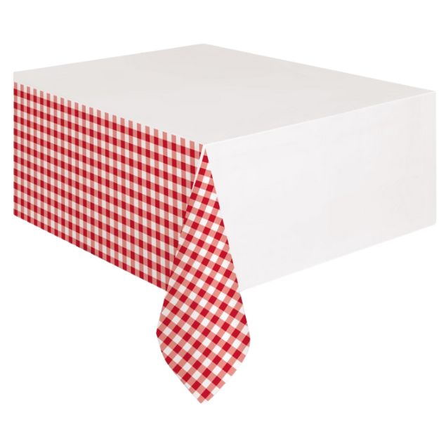 Red Gingham Rectangular Plastic Table Cover, 54" x 84"