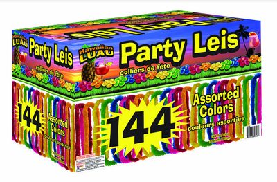 Assorted Plastic Leis – 144 Count (Bulk Box)