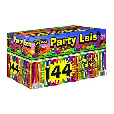 Assorted Plastic Leis – 144 Count (Bulk Box)