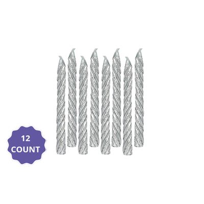 Large Spiral Candles – Silver (12 Count)