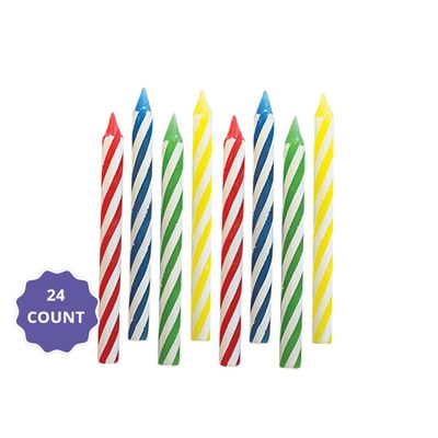 Birthday Candle Spiral Assortment – Primary (24 Count)