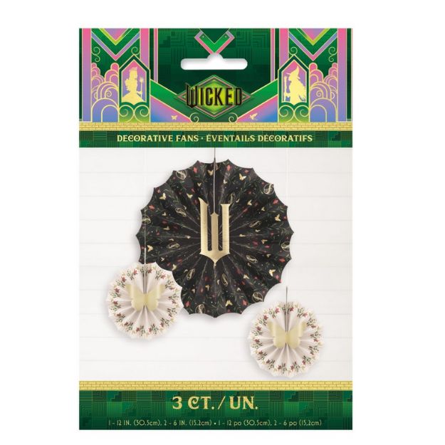 Wicked Assorted Foil Paper Fans – 3 Count