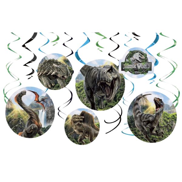 Jurassic World Hanging Swirl Decorations – 12 Count