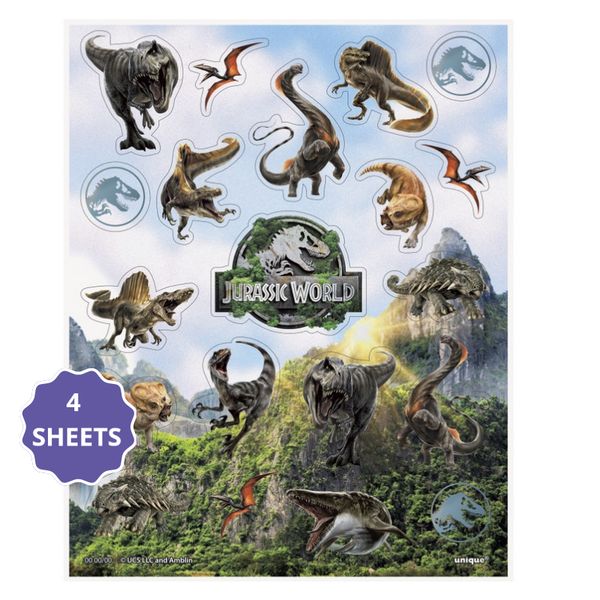 Jurassic World 4 Sticker Sheets – 4 Count