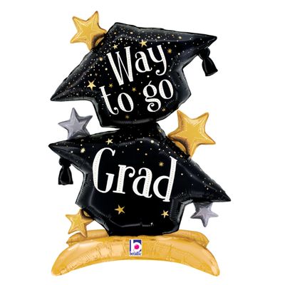 Stand-Ups Grad Hats Foil Shape Balloon – 29" (Air-Fill)
