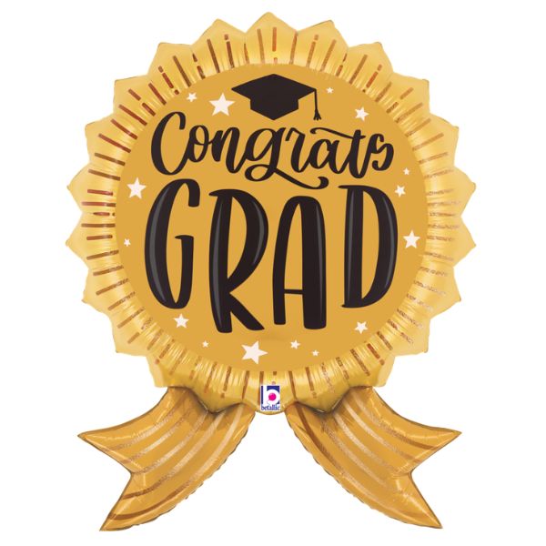 Congrats Grad Gold Ribbon Foil Balloon – 35"
