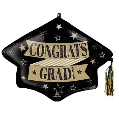 Large Shape “Congrats to the Grad” Tassel Foil Balloon – 31"