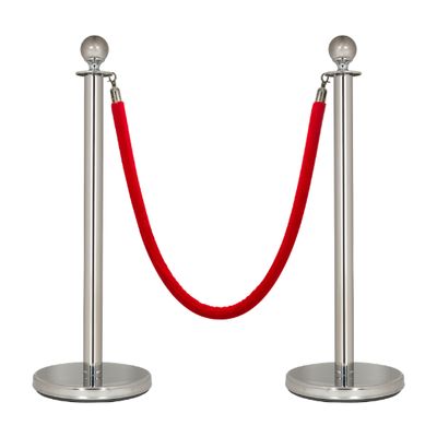 Crowd Control Stanchion Set – Silver with Red Velvet Rope (2 Pc Set)