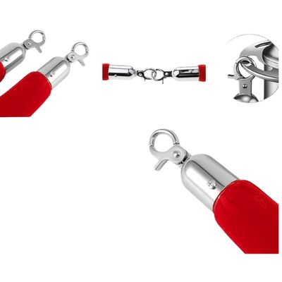 Red Velvet Crowd Control Rope with Snap Ends – Silver (60")