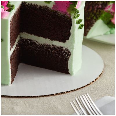 10" White Corrugated Grease-Resistant Cake Circle