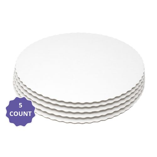 10" White Corrugated Grease-Resistant Cake Circle 5ct