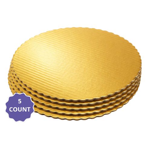 12" Gold Laminated Corrugated Cake Circle – 5 Count