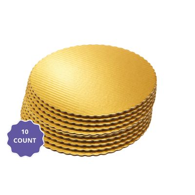 8" Gold Laminated Corrugated Cake Circle