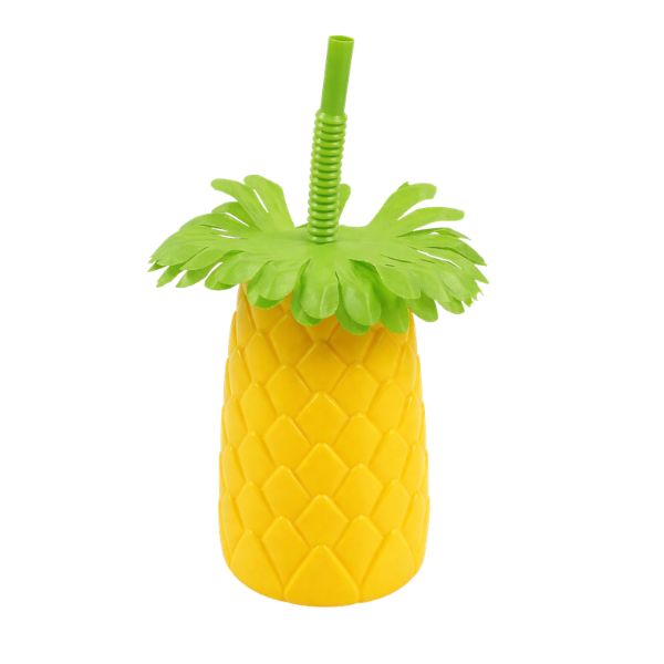 Pineapple Sipper Cup – 6" x 3.3" (With Straw)