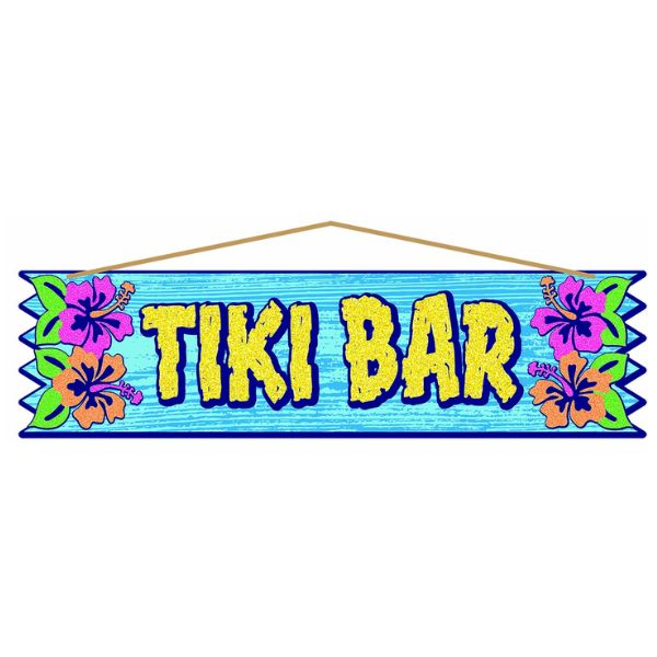 Tiki Bar Glitter Plaque – 15" x 4"